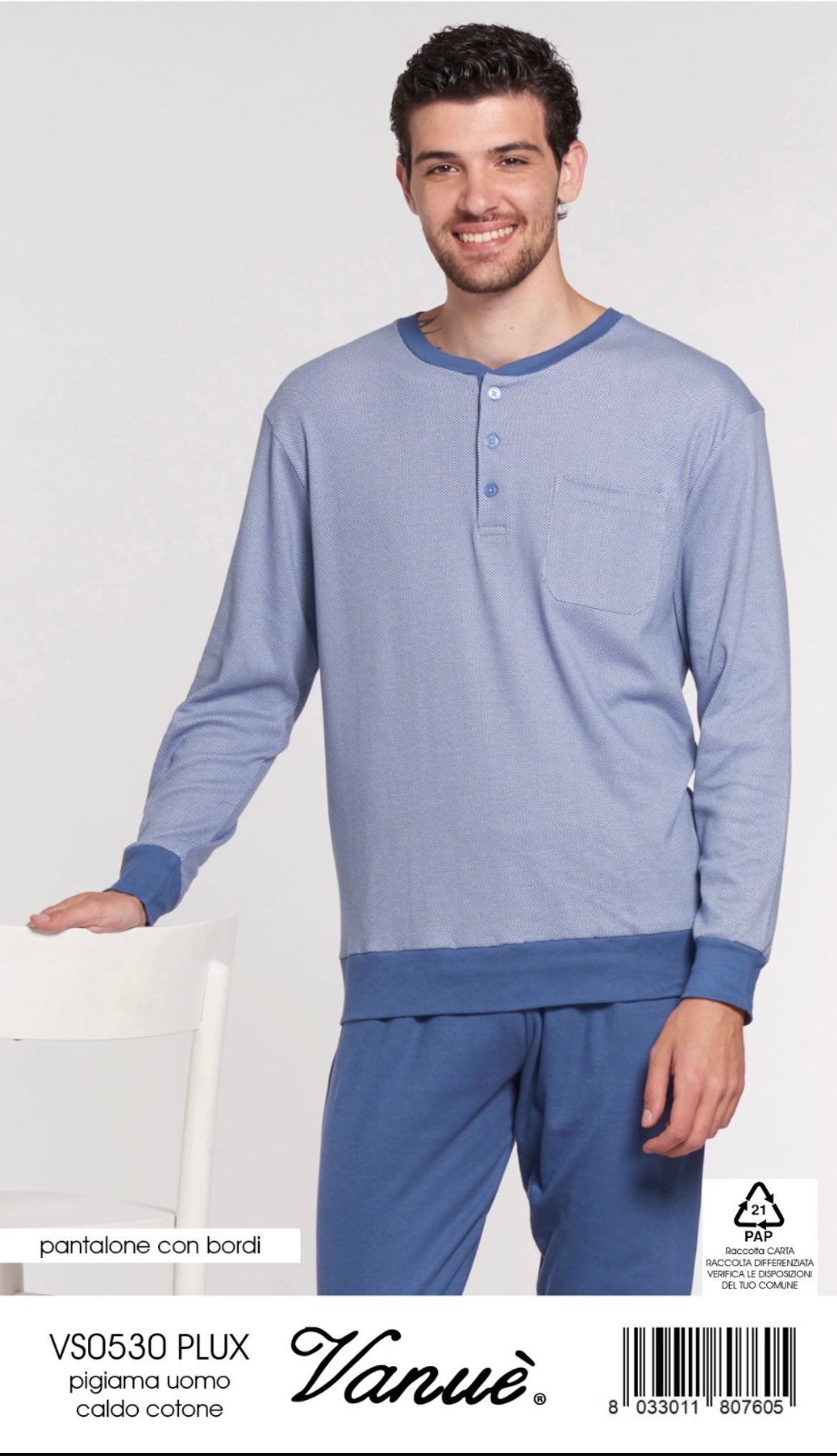 Pigiama uomo caldocotone calibrato VANUÈ 0530