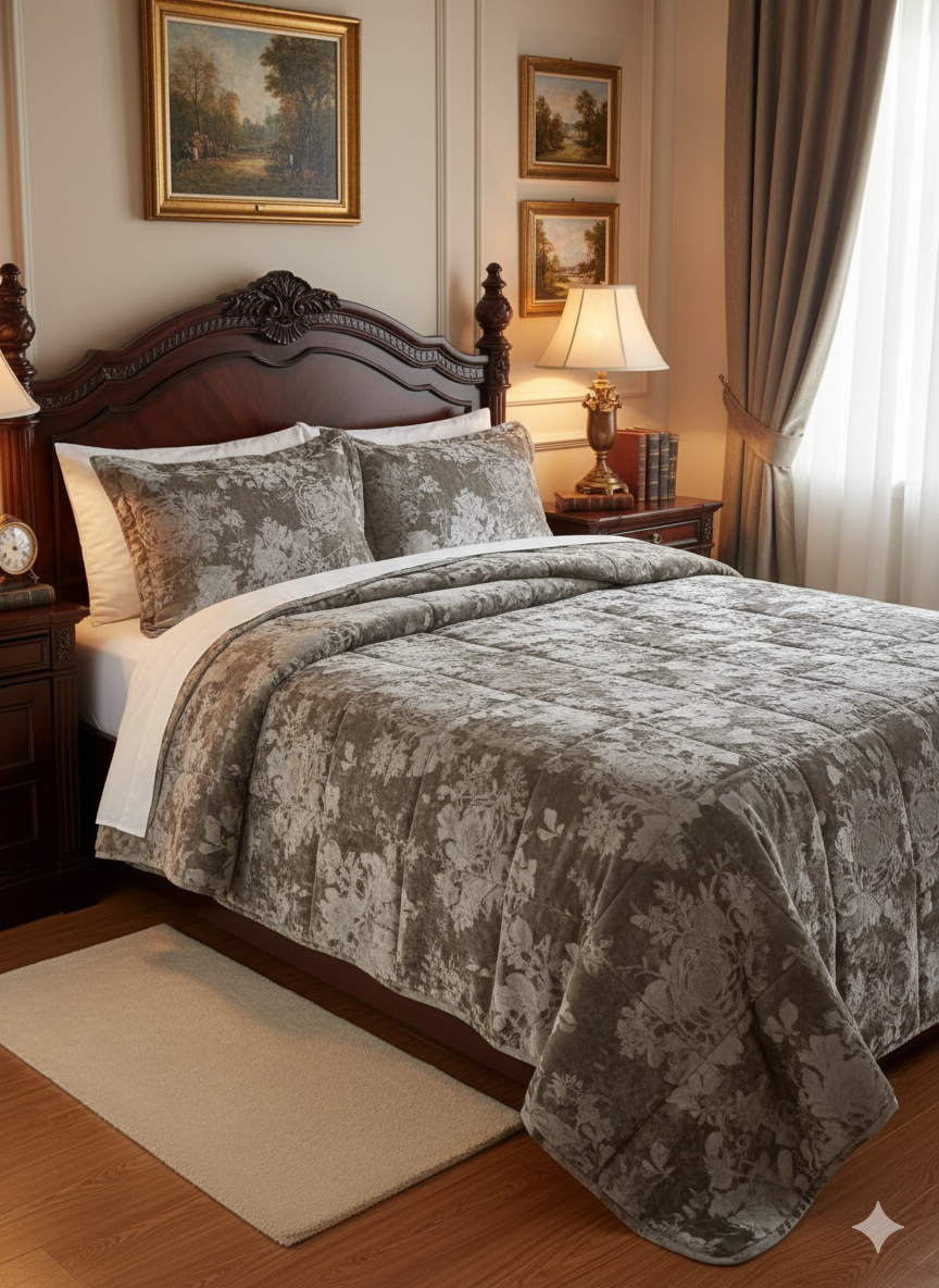 Trapunta matrimoniale in velluto Riviera Mirta