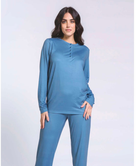 Pyjama femme chaud en coton pêche PAPALINA 1404