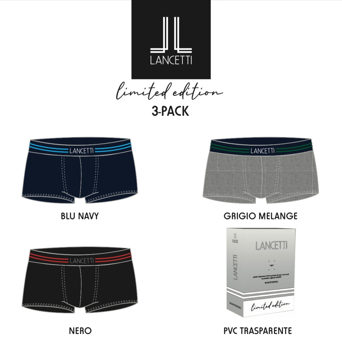 3PACK BOXER LANCETTI 4316