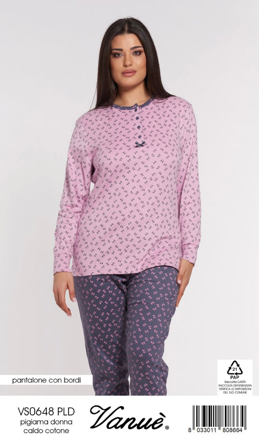 Pigiama donna caldocotone vanuè 0648
