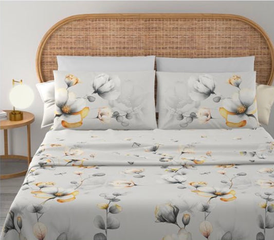Completo letto matrimoniale stampa digitale 4 federe COTONIDEA Dalila