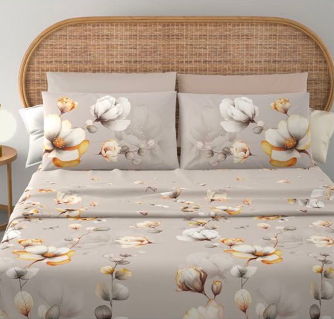 Completo letto matrimoniale stampa digitale 4 federe COTONIDEA Dalila